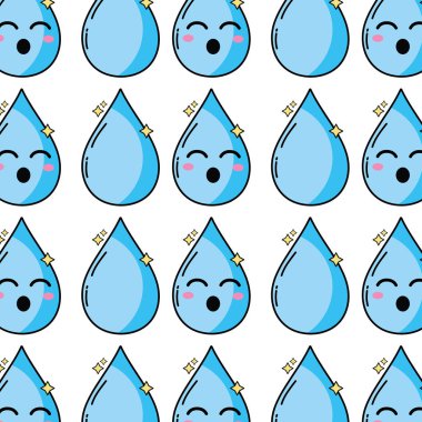 Kawaii şirin komik su açılan arka plan vektör çizim