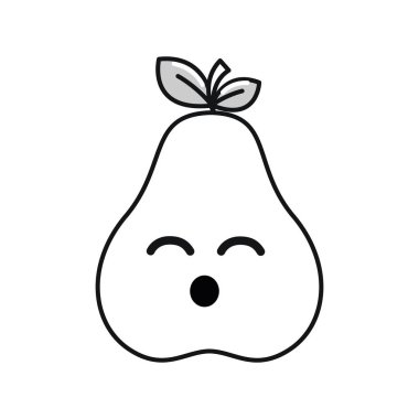 siluet kawaii şirin mutlu armut meyve, vektör çizim