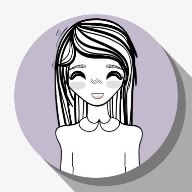 Anime mutlu sevimli kadın, vektör çizim tasarım