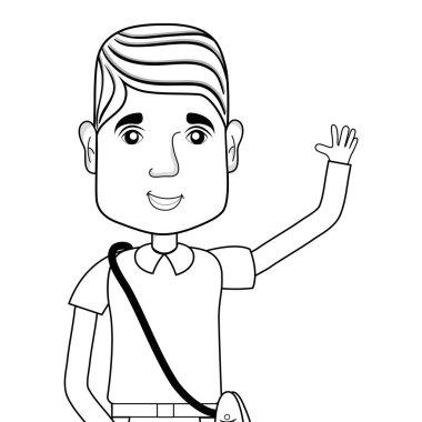 çizgi adam çanta ve saç şekli vektör çizim ile