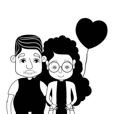 gözlük ve saç modeli ile kontur coupe yaşlılar illüstrasyon vektör