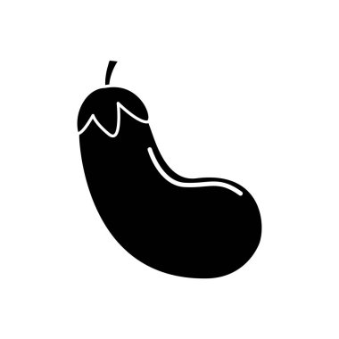 siyah kontur sağlık patlıcan sebze simgesi, vektör çizim