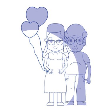 siluet eski coupe insanlar gözlük ve saç modeli ile illüstrasyon vektör