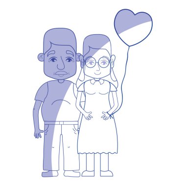 siluet eski coupe insanlar gözlük ve saç modeli ile illüstrasyon vektör