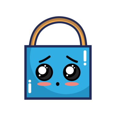 Kawaii şirin ihale asma kilit öğesi vektör çizim