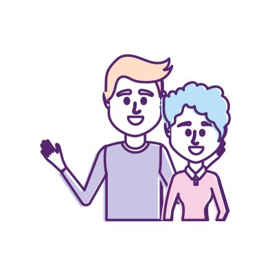 Çift birlikte rahat kıyafetler vektör çizim tasarım