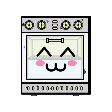 Kawaii şirin mutlu fırın teknoloji vektör çizim