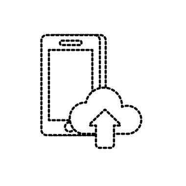 Şekil smartphone teknoloji bulut veri simge vektör çizim ile noktalı