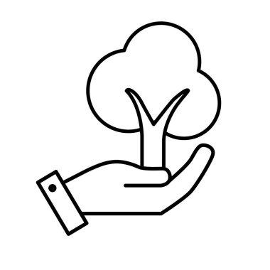 satırı el ile ekolojik ve doğal ağaç simge vektör çizim