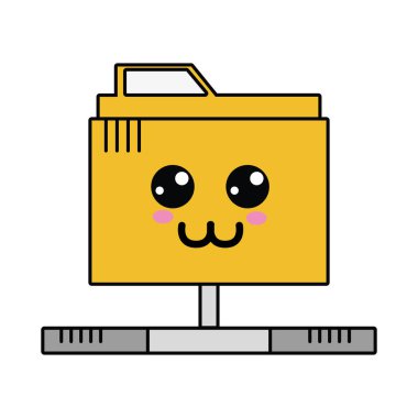 Kawaii şirin mutlu dosya bilgi vektör çizim