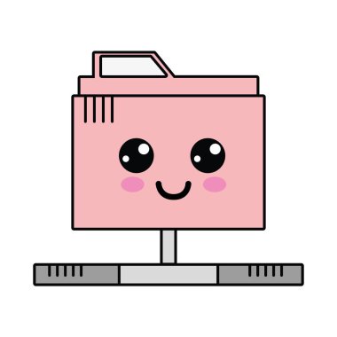 Kawaii şirin mutlu dosya bilgi vektör çizim