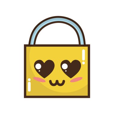 Kawaii şirin ihale asma kilit öğesi vektör çizim