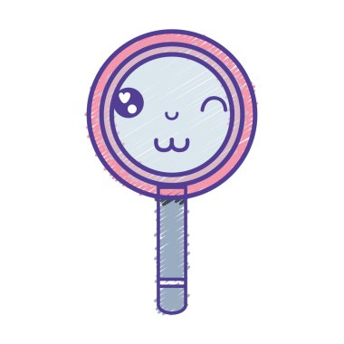 Kawaii şirin komik Büyüteç vektör çizim