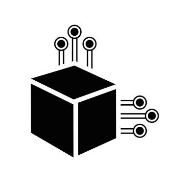 communicatig bitcoin hareketler, vektör çizim devreler ağı ile kontur küp