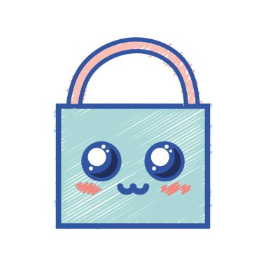 Kawaii şirin ihale asma kilit güvenlik vektör çizim