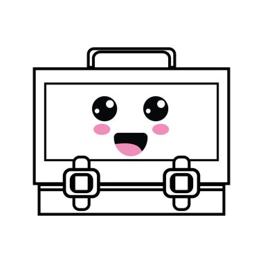 satır kawaii şirin mutlu bavul tasarlamak vektör