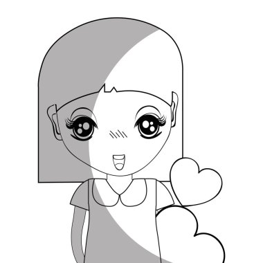 El ve elbise, vektör çizim yürekleri satır güzel kız