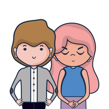 Güzellik çift ile birlikte saç modeli tasarım illüstrasyon vektör