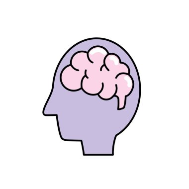 siluet yan adam anatomisi beyin vektör çizim ile