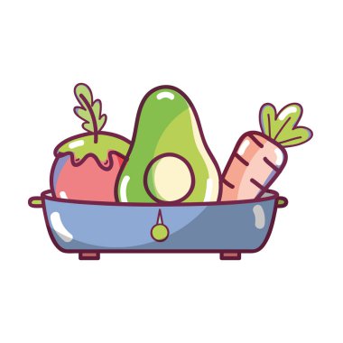 taze ve lezzetli sebze pot, vektör çizim içinde