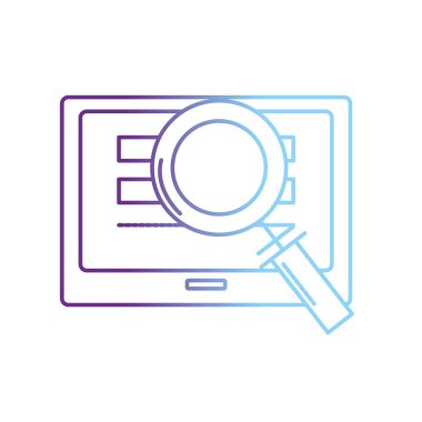 satır ekran teknolojisi bilgi ve Büyüteç Camı vektör çizim ile