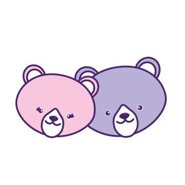 sevimli ayı hayvan çift birlikte vektör çizim kafa