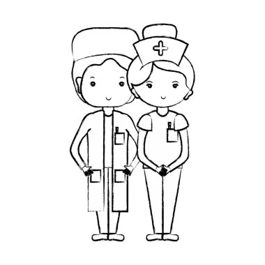 Şekil doktor ve hemşire insanlar vektör çizim yardımcı olmak için