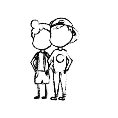 şekil çocuk saç tasarım ve rahat kıyafetler ile birlikte illüstrasyon vektör