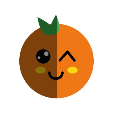 Kawaii güzel mutlu turuncu meyve, vektör çizim