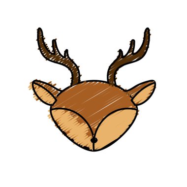 geyik vahşi sevimli hayvan vektör çizim kafa