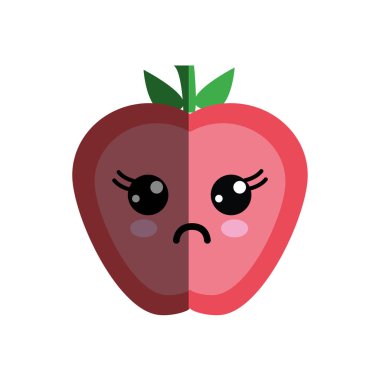 Kawaii sevimli sürpriz elma meyve, vektör çizim
