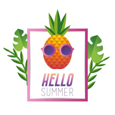 yaz tatil tropikal ananas meyve vektör çizim ile