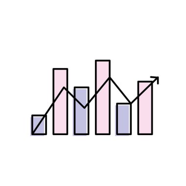 istatistik çubuk diyagram vektör çizim büyüyen ok ile