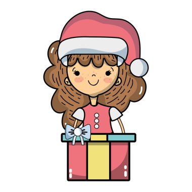 Kız Giysi ve Noel mevcut hediye vektör çizim