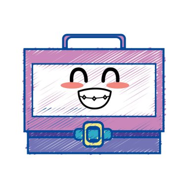 Kawaii şirin komik bavul tasarlamak vektör