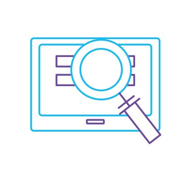 satır ekran teknolojisi bilgi ve Büyüteç Camı vektör çizim ile