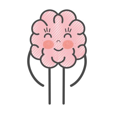 simge çok güzel kawaii beyin ifade, vektör çizim