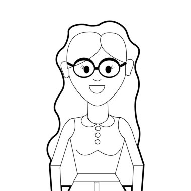 güzel kadın gözlük ve bluz bez, vektör çizim ile satır