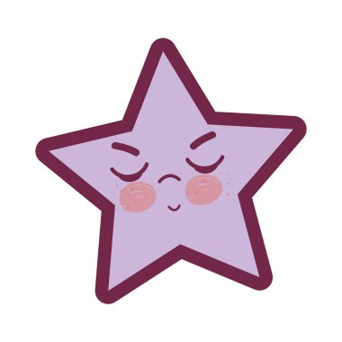 Kawaii kızgın ve şirin yıldız tasarım, vektör çizim