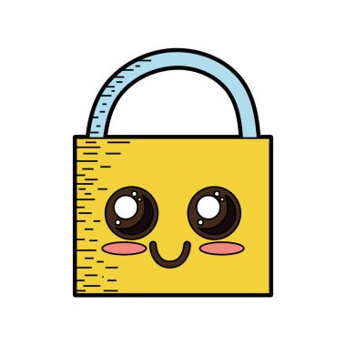 Kawaii şirin mutlu asma kilit öğesi vektör çizim