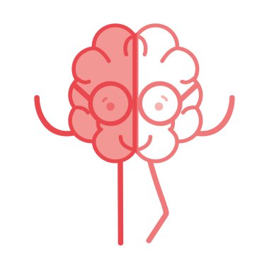 simge çok güzel kawaii beyin gözlüklü, vektör çizim