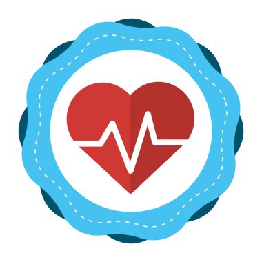 etiket kalp atışı kardiyo çok önemli işaret, vektör çizim