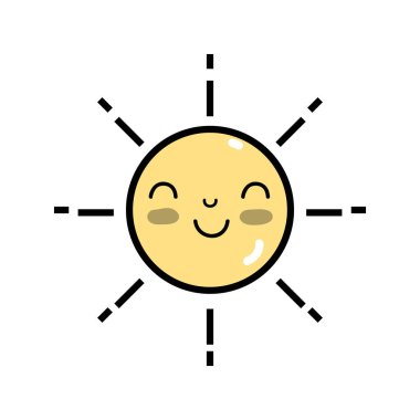 Kawaii şirin mutlu güneş hava vektör çizim