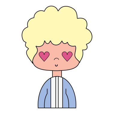 şık takım elbise ve kalp gözleri vektör illusration güzel çocuk