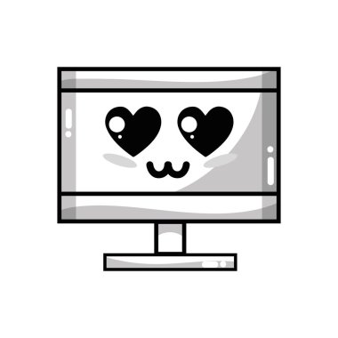 satır kawaii şirin ihale bilgisayar teknoloji vektör çizim