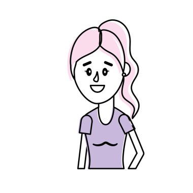 kadın saç modeli ve bluz tasarım vektör çizim ile