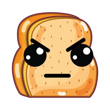 Kawaii şirin kızgın doğranmış ekmek, vektör çizim tasarım