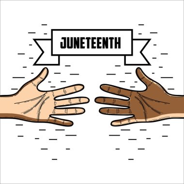 Şerit masaj juneteenth için elleriyle kutlamak, illüstrasyon vektör