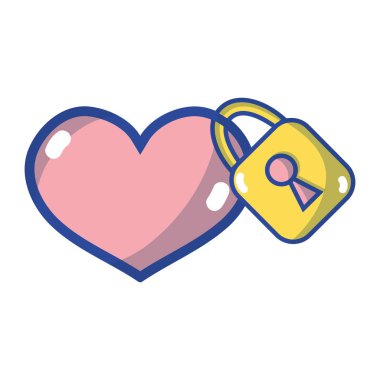 kalp tasarımı güvenlik asma kilit öğesi vektör çizim ile