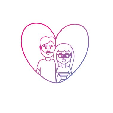 Çift birlikte kalp tasarlamak vektör içinde satır